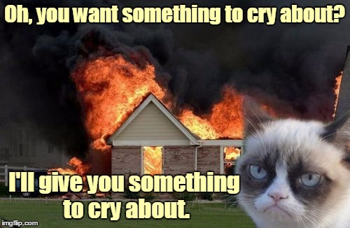 Oh, you want something to cry about? I'll give you something to cry about. | made w/ Imgflip meme maker