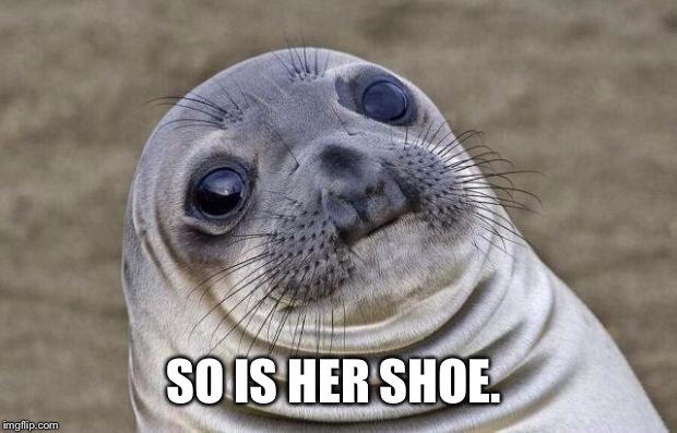 Awkward Moment Sealion Meme | SO IS HER SHOE. | image tagged in memes,awkward moment sealion | made w/ Imgflip meme maker