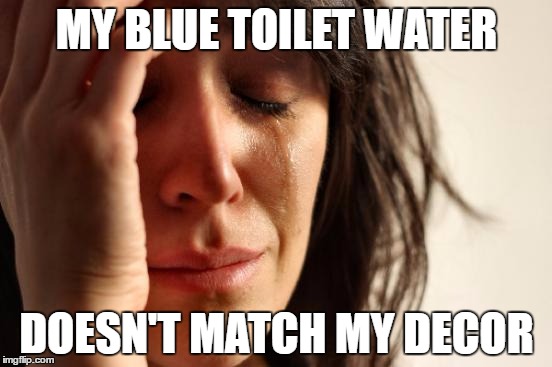 Guess where I thought of this? :) | MY BLUE TOILET WATER; DOESN'T MATCH MY DECOR | image tagged in memes,first world problems,toilets,bathroom,decor | made w/ Imgflip meme maker