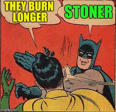 Batman Slapping Robin Meme | THEY BURN LONGER STONER | image tagged in memes,batman slapping robin | made w/ Imgflip meme maker