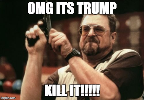 Am I The Only One Around Here Meme | OMG ITS TRUMP; KILL IT!!!!! | image tagged in memes,am i the only one around here | made w/ Imgflip meme maker