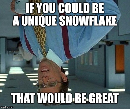 That Would Be Great Meme | IF YOU COULD BE A UNIQUE SNOWFLAKE THAT WOULD BE GREAT | image tagged in memes,that would be great | made w/ Imgflip meme maker