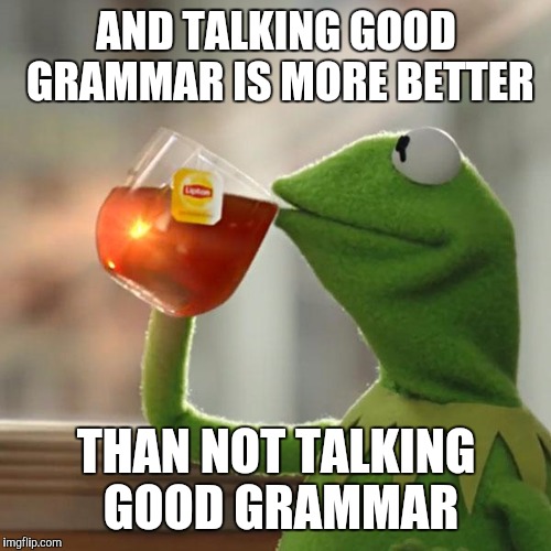 But That's None Of My Business Meme | AND TALKING GOOD GRAMMAR IS MORE BETTER THAN NOT TALKING GOOD GRAMMAR | image tagged in memes,but thats none of my business,kermit the frog | made w/ Imgflip meme maker