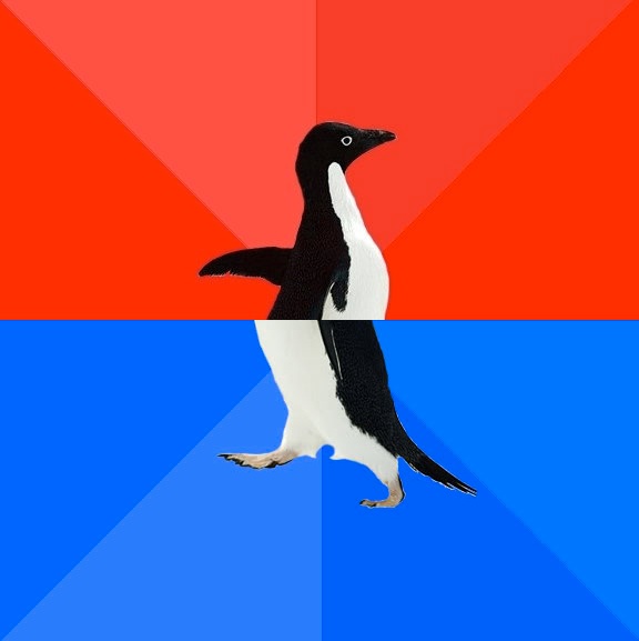 High Quality Wrong way penguin Blank Meme Template