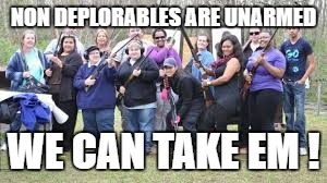 NON DEPLORABLES ARE UNARMED WE CAN TAKE EM ! | made w/ Imgflip meme maker