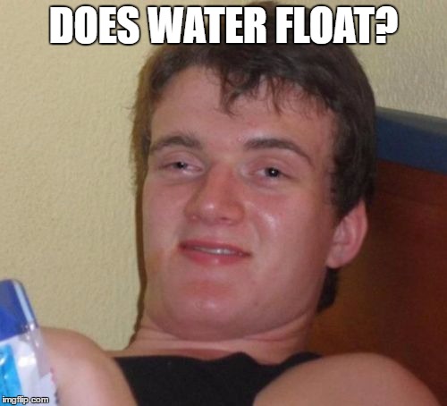 10 Guy | DOES WATER FLOAT? | image tagged in memes,10 guy | made w/ Imgflip meme maker