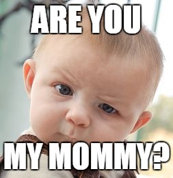 Skeptical Baby | ARE YOU; MY MOMMY? | image tagged in memes,skeptical baby,funny,are you,my mommy,are you my mommy | made w/ Imgflip meme maker