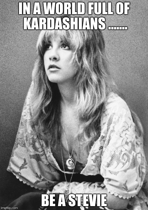 Stevie Nicks | IN A WORLD FULL OF KARDASHIANS ....... BE A STEVIE | image tagged in ill just wait here | made w/ Imgflip meme maker