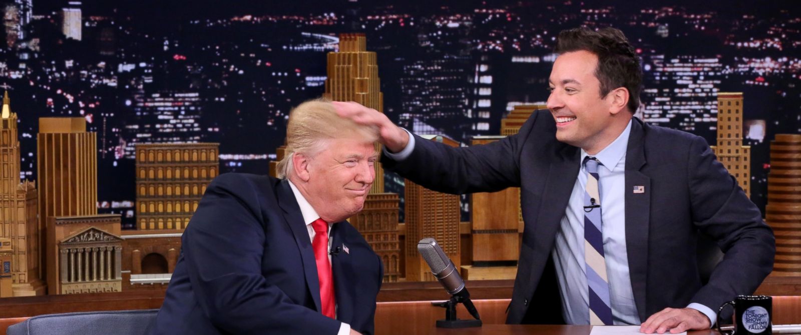 Jimmy Fallon feeling Trump's hair Blank Meme Template