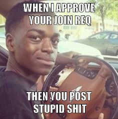 really? for fb group admins. | WHEN I APPROVE YOUR JOIN REQ; THEN YOU POST STUPID SHIT | image tagged in really | made w/ Imgflip meme maker