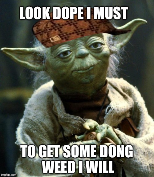 Star Wars Yoda Meme | LOOK DOPE I MUST; TO GET SOME DONG WEED I WILL | image tagged in memes,star wars yoda,scumbag | made w/ Imgflip meme maker