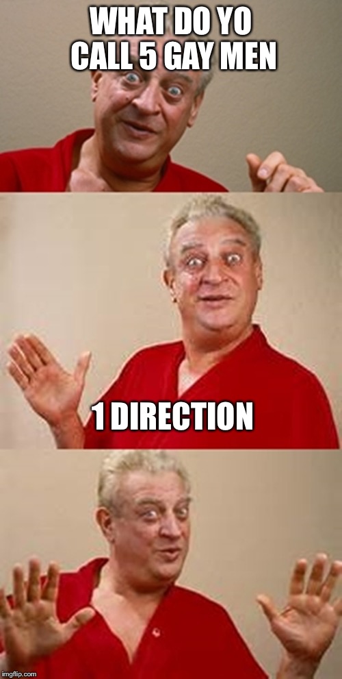 bad pun Dangerfield  | WHAT DO YO CALL 5 GAY MEN; 1 DIRECTION | image tagged in bad pun dangerfield,one direction,memes | made w/ Imgflip meme maker