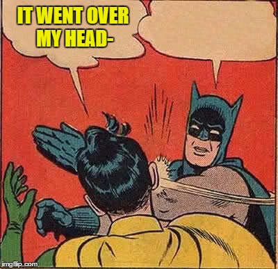 Batman Slapping Robin Meme | IT WENT OVER MY HEAD- | image tagged in memes,batman slapping robin | made w/ Imgflip meme maker