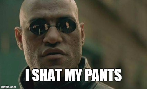 Matrix Morpheus Meme | I SHAT MY PANTS | image tagged in memes,matrix morpheus | made w/ Imgflip meme maker