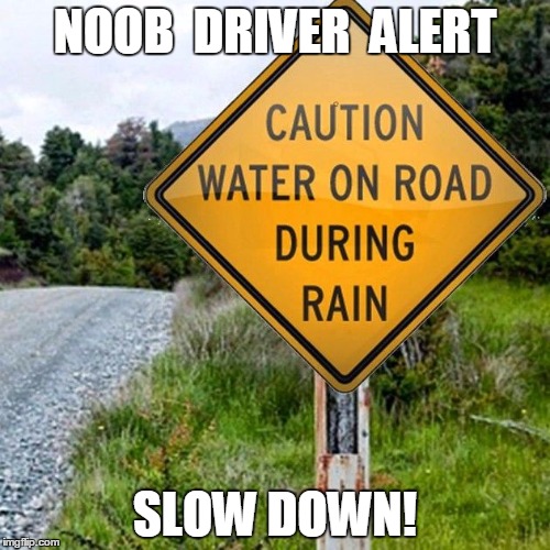 NOOB  DRIVER  ALERT; SLOW DOWN! | image tagged in funny sign | made w/ Imgflip meme maker