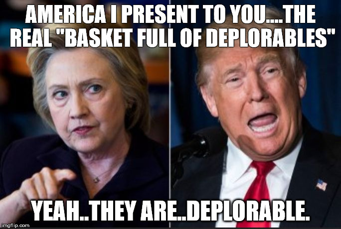 AMERICA I PRESENT TO YOU....THE REAL "BASKET FULL OF DEPLORABLES"; YEAH..THEY ARE..DEPLORABLE. | image tagged in deploraables | made w/ Imgflip meme maker