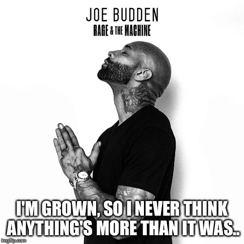 By Law | I'M GROWN, SO I NEVER THINK ANYTHING'S MORE THAN IT WAS.. | image tagged in rap | made w/ Imgflip meme maker
