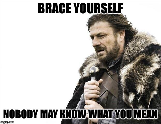 Brace Yourselves X is Coming Meme | BRACE YOURSELF NOBODY MAY KNOW WHAT YOU MEAN | image tagged in memes,brace yourselves x is coming | made w/ Imgflip meme maker