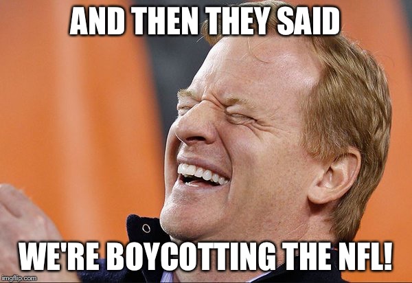 AND THEN THEY SAID; WE'RE BOYCOTTING THE NFL! | image tagged in goodell | made w/ Imgflip meme maker