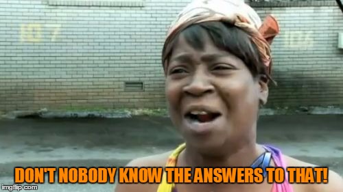 Ain't Nobody Got Time For That Meme | DON'T NOBODY KNOW THE ANSWERS TO THAT! | image tagged in memes,aint nobody got time for that | made w/ Imgflip meme maker