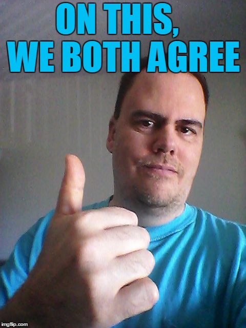 Thumbs up | ON THIS,  WE BOTH AGREE | image tagged in thumbs up | made w/ Imgflip meme maker