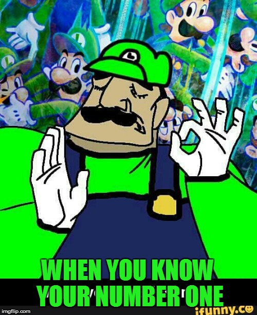 luigi knows | WHEN YOU KNOW YOUR NUMBER ONE | image tagged in luigi,nintendo,blue shell,funny,memes | made w/ Imgflip meme maker