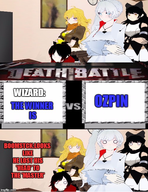 BOOMSTCK:LOOKS LIKE HE LOST HIS 'HEAD' TO THE 'MASTER' WIZARD: THE WINNER IS OZPIN | made w/ Imgflip meme maker