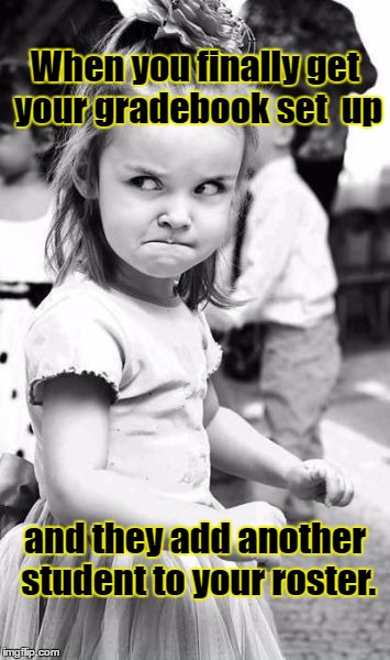 Angry Toddler Meme | When you finally get your gradebook set  up; and they add another student to your roster. | image tagged in memes,angry toddler | made w/ Imgflip meme maker