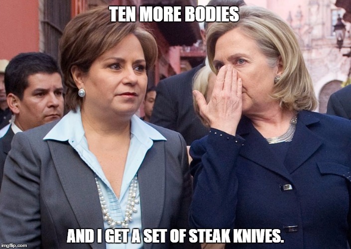 Now we know why. | TEN MORE BODIES; AND I GET A SET OF STEAK KNIVES. | image tagged in body count still rising | made w/ Imgflip meme maker