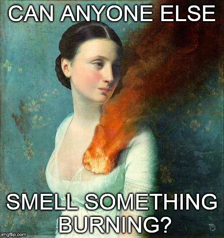 CAN ANYONE ELSE; SMELL SOMETHING BURNING? | image tagged in burning,comedy | made w/ Imgflip meme maker