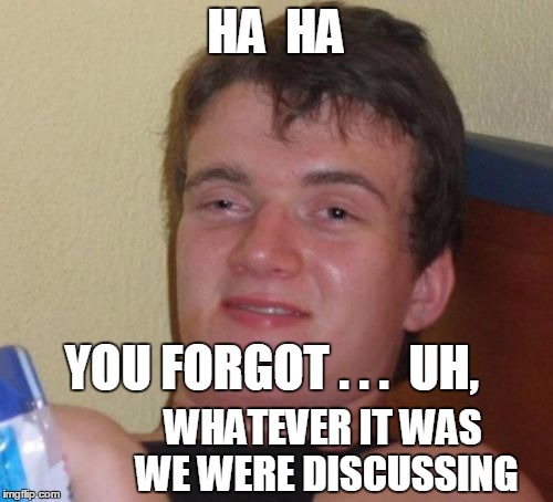 10 Guy Meme | HA  HA YOU FORGOT . . .  UH, WHATEVER IT WAS WE WERE DISCUSSING | image tagged in memes,10 guy | made w/ Imgflip meme maker