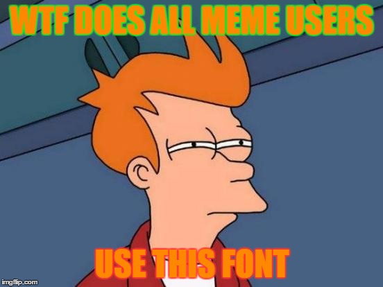 Futurama Fry | WTF DOES ALL MEME USERS; USE THIS FONT | image tagged in memes,futurama fry | made w/ Imgflip meme maker