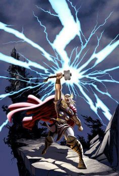 Thor with lightning Blank Meme Template