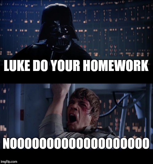 Star Wars No | LUKE DO YOUR HOMEWORK; NOOOOOOOOOOOOOOOOOOO | image tagged in memes,star wars no,i hope no one done it before | made w/ Imgflip meme maker