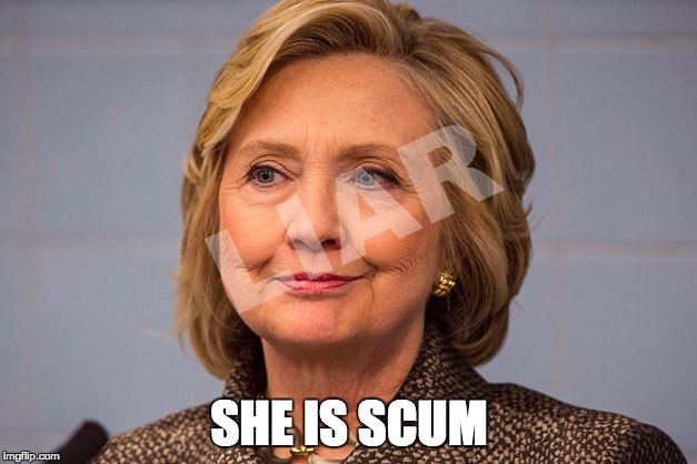 Hillary Clinton Liar | SHE IS SCUM | image tagged in hillary clinton liar | made w/ Imgflip meme maker