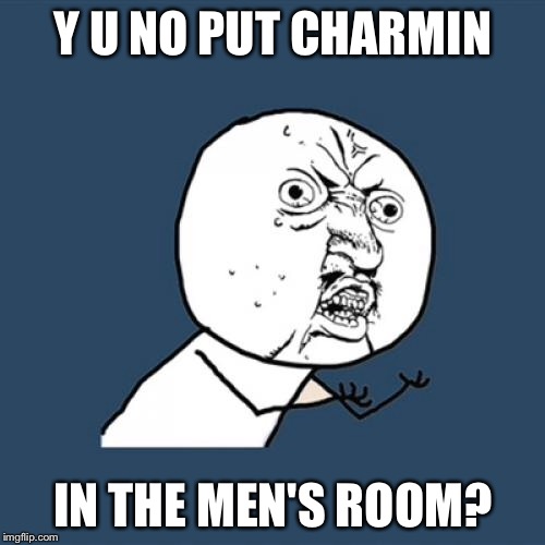 Y U No Meme | Y U NO PUT CHARMIN IN THE MEN'S ROOM? | image tagged in memes,y u no | made w/ Imgflip meme maker
