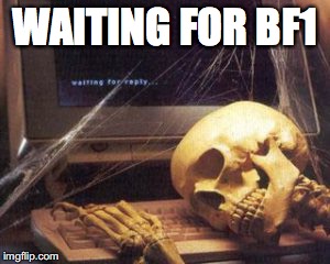 skeleton computer | WAITING FOR BF1 | image tagged in skeleton computer | made w/ Imgflip meme maker
