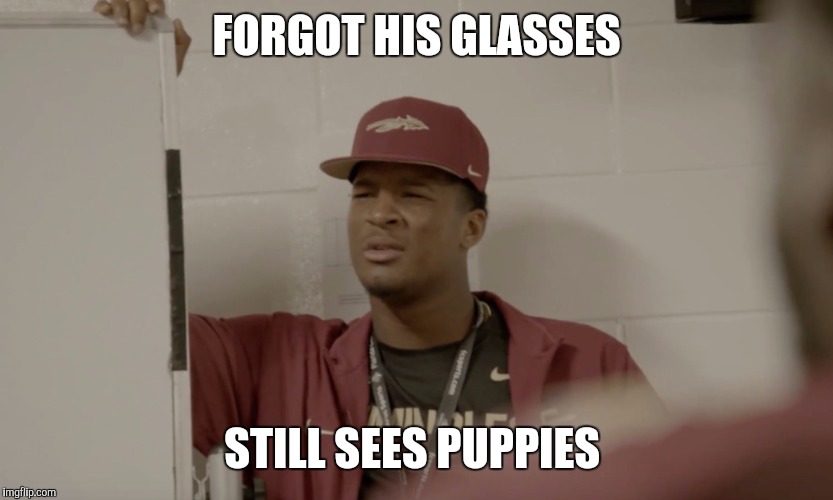 FORGOT HIS GLASSES; STILL SEES PUPPIES | made w/ Imgflip meme maker