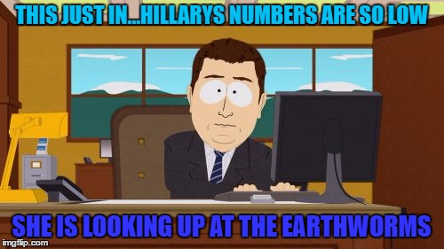 Aaaaand Its Gone Meme | THIS JUST IN...HILLARYS NUMBERS ARE SO LOW SHE IS LOOKING UP AT THE EARTHWORMS | image tagged in memes,aaaaand its gone | made w/ Imgflip meme maker