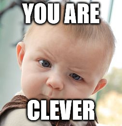 Skeptical Baby Meme | YOU ARE CLEVER | image tagged in memes,skeptical baby | made w/ Imgflip meme maker