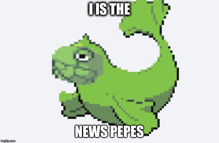 Pepes Cousin Gerald | I IS THE; NEWS PEPES | image tagged in pokemon,pepe the frog | made w/ Imgflip meme maker