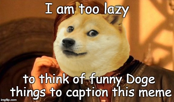 One Does Not Simply Meme | I am too lazy to think of funny Doge things to caption this meme | image tagged in memes,one does not simply | made w/ Imgflip meme maker