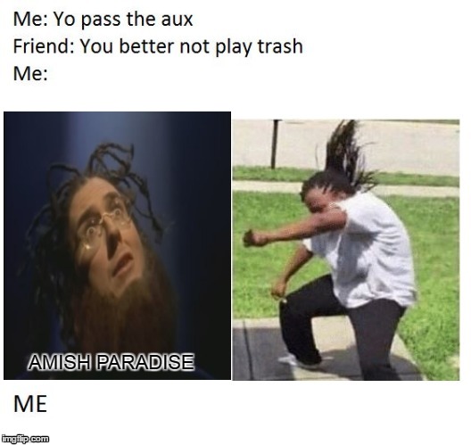 AMISH PARADISE | image tagged in yo pass the aux | made w/ Imgflip meme maker
