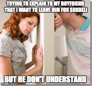 TRYING TO EXPLAIN TO MY BOYFRIEND THAT I WANT TO LEAVE HIM FOR SHKRELI; BUT HE DON'T UNDERSTAND | image tagged in leaveing bf for shkreli | made w/ Imgflip meme maker