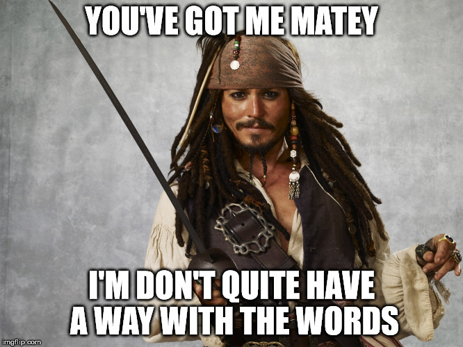 YOU'VE GOT ME MATEY I'M DON'T QUITE HAVE A WAY WITH THE WORDS | made w/ Imgflip meme maker