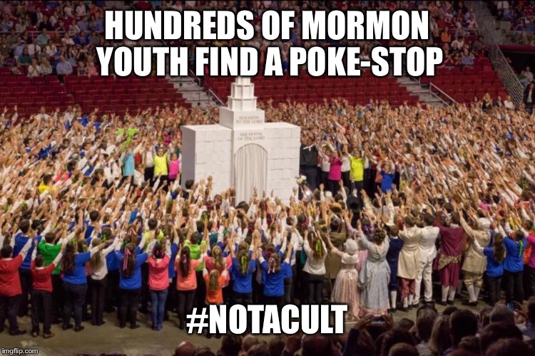 infant art | HUNDREDS OF MORMON YOUTH FIND A POKE-STOP; #NOTACULT | image tagged in mormon,temple,infantsonthrones,iotpodcast | made w/ Imgflip meme maker
