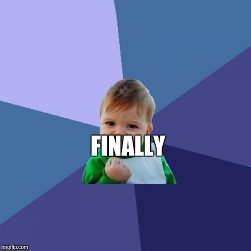 Success Kid Meme | FINALLY | image tagged in memes,success kid | made w/ Imgflip meme maker