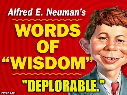  Neuman's Words of Wisdom | "DEPLORABLE." | image tagged in neuman's words of wisdom | made w/ Imgflip meme maker