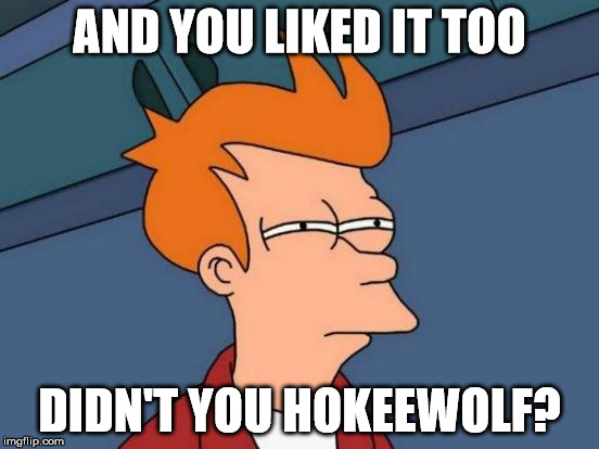 Futurama Fry Meme | AND YOU LIKED IT TOO DIDN'T YOU HOKEEWOLF? | image tagged in memes,futurama fry | made w/ Imgflip meme maker