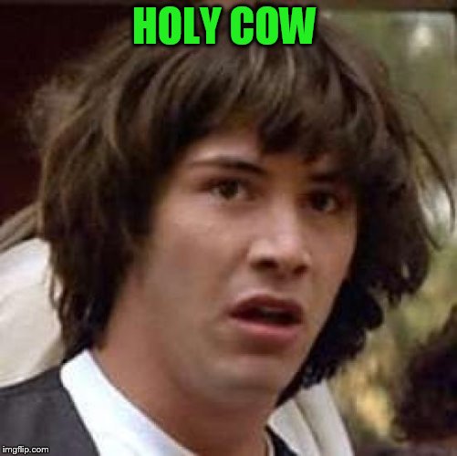 Conspiracy Keanu Meme | HOLY COW | image tagged in memes,conspiracy keanu | made w/ Imgflip meme maker